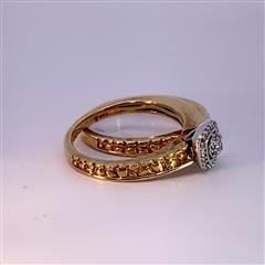 Lady's Silver-Diamond Ring 24 Diamonds .28 Carat T.W. 925 Silver 5.1g Size:7